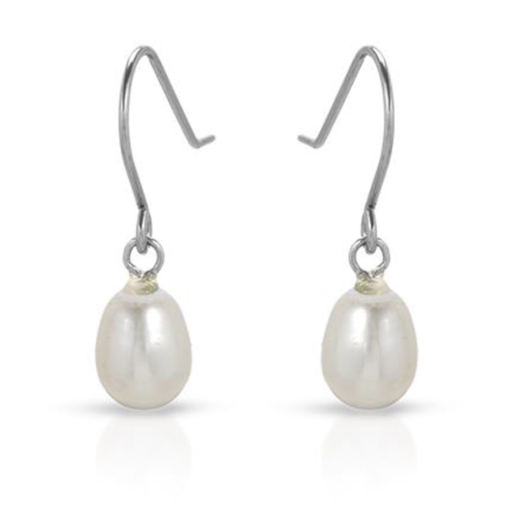 🆕 Genuine Freshwater Pearl Fish Hook Earrings